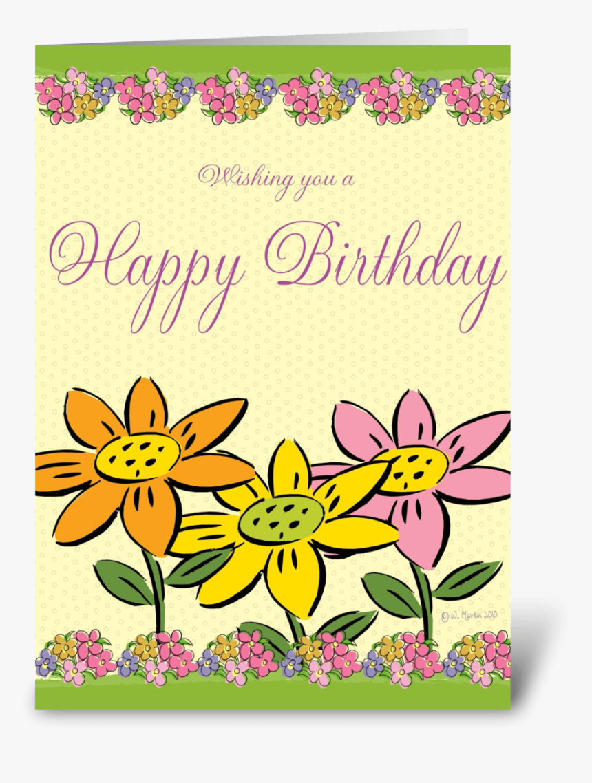 Three Flowers Birthday Card Greeting Card - Greeting Card, HD Png Download, Free Download