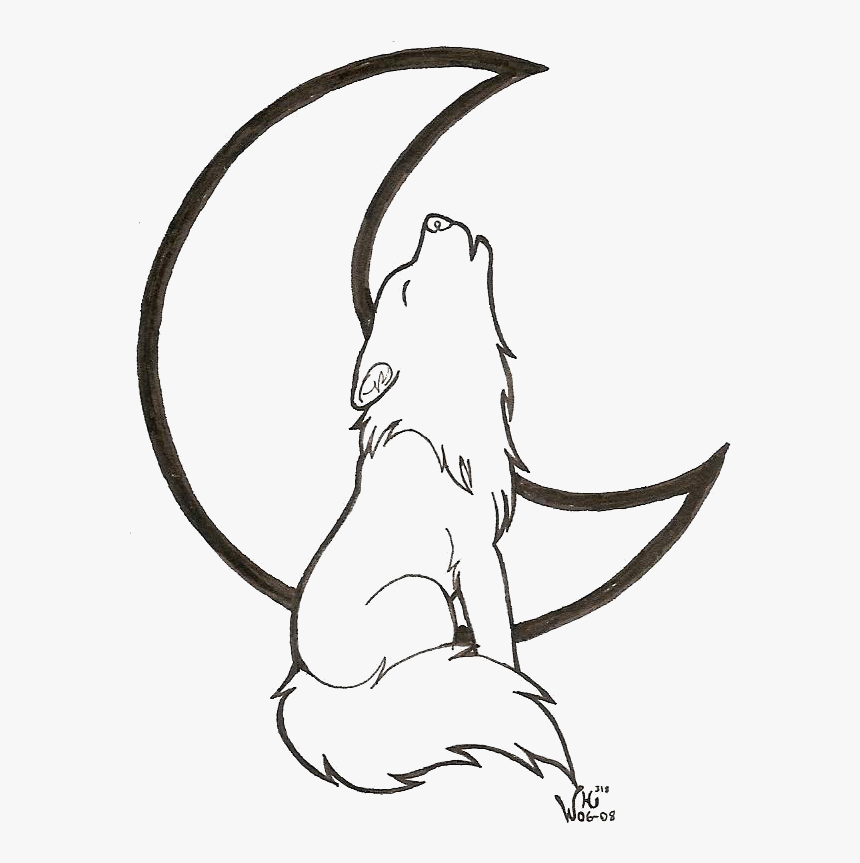 Wolf Head Outlines - Wolf And Moon Drawing Easy, HD Png Download, Free Download