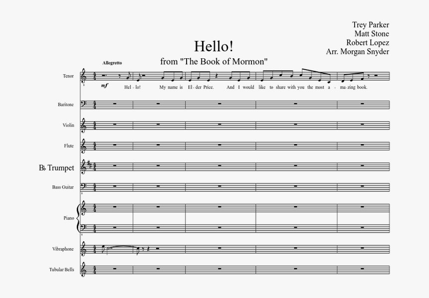 Hello The Book Of Mormon Sheet Music, HD Png Download, Free Download