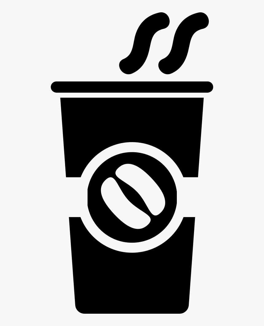 Hot Coffee On A Tall Paper Cup - Cup Paper Coffee Png Black And White, Transparent Png, Free Download