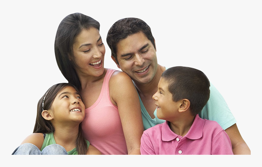 A Beautiful, Dark-haired Family Of 4 Looks At One Another - Young Hispanic Family In Park, HD Png Download, Free Download