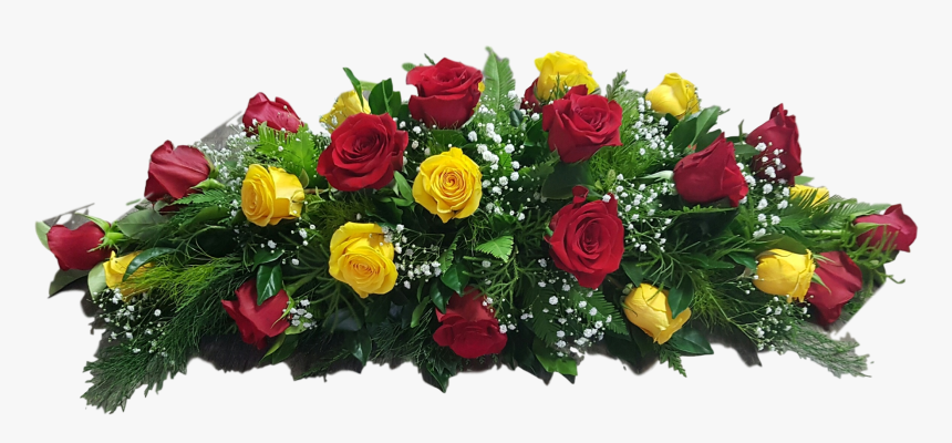 Red And Yellow Roses And A Touch Of Baby"s Breath - Garden Roses, HD Png Download, Free Download