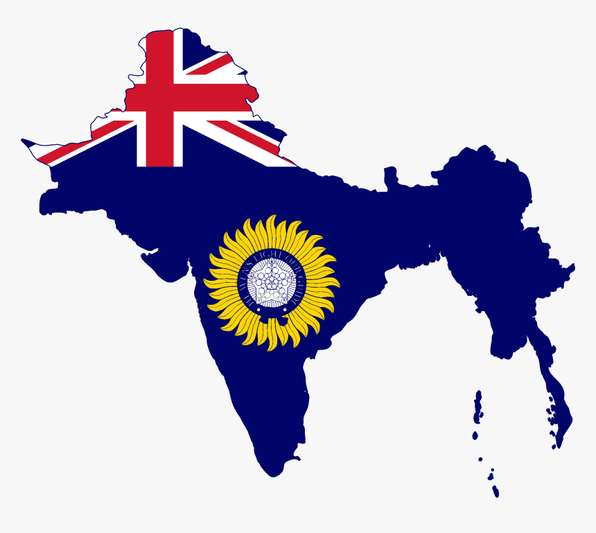 Flag Map Of British Raj - British Raj In Subcontinent, HD Png Download, Free Download