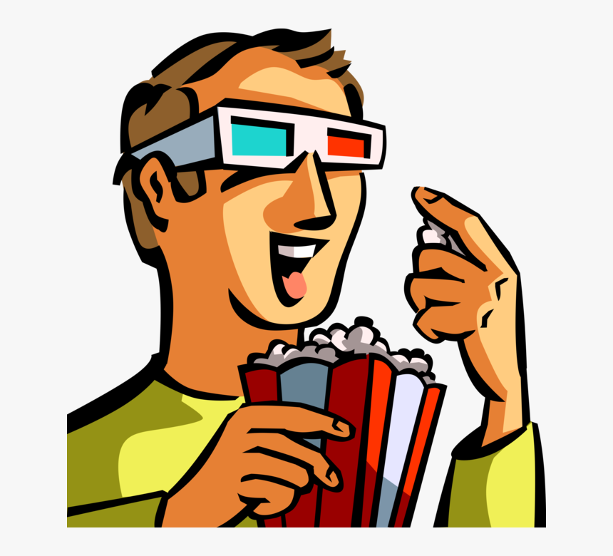 Vector Illustration Of Moviegoer Watches 3-d Movie - Watching Movie Clipart, HD Png Download, Free Download