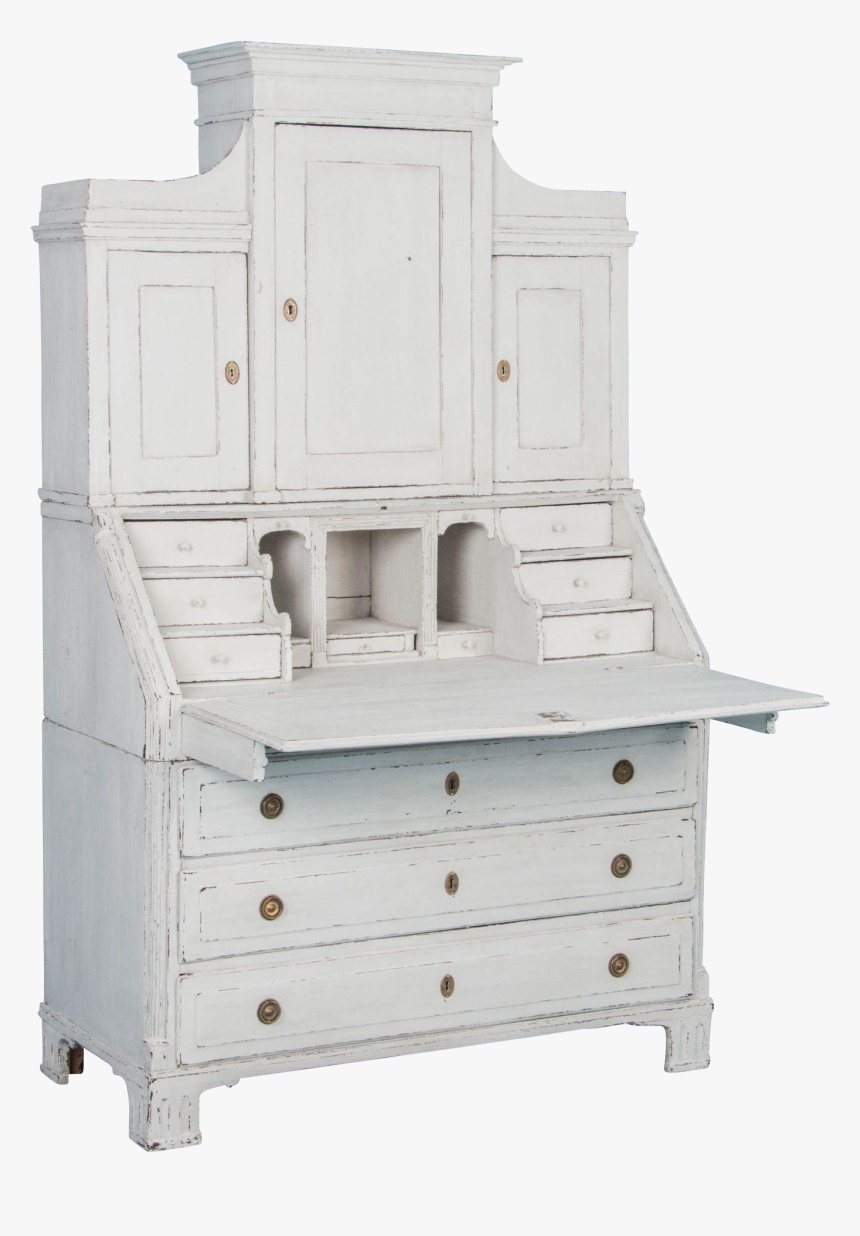 Graceful Swedish Antique Secretary With White Chalk - Dresser, HD Png Download, Free Download