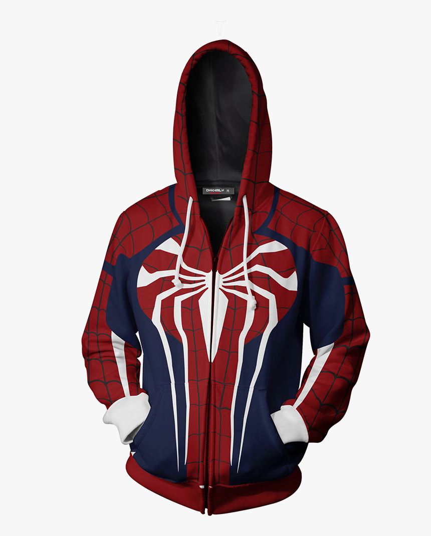 Spider-man Suit Zip Up Hoodie - Spiderman Ps4 Hoodie, HD Png Download, Free Download