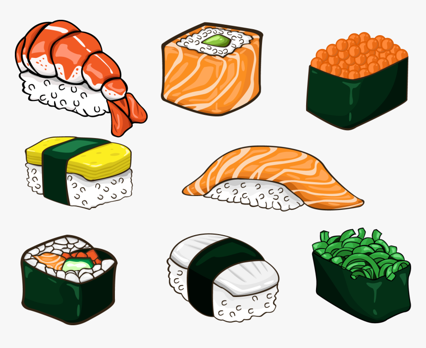 Salmon Clipart Sushi Japanese - Sushi Clipart, HD Png Download, Free Download
