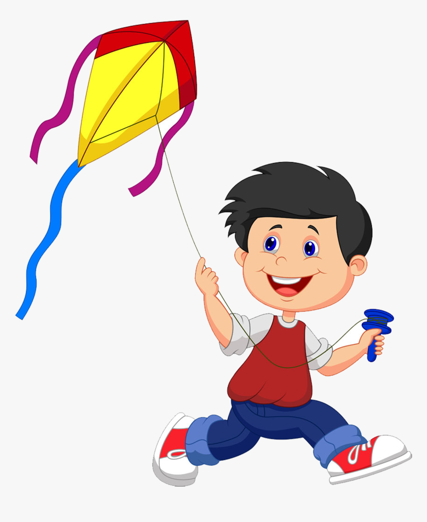 Black And White Stock Cartoon Illustration Small People - Fly A Kite Clipart, HD Png Download, Free Download