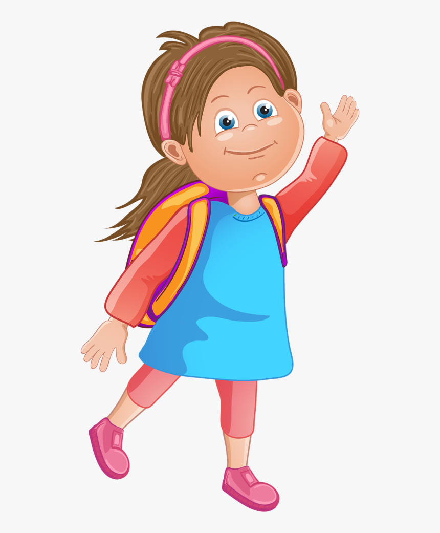 Kids Playing Kite Clipart - School Girl Clipart Png Animated, Transparent Png, Free Download