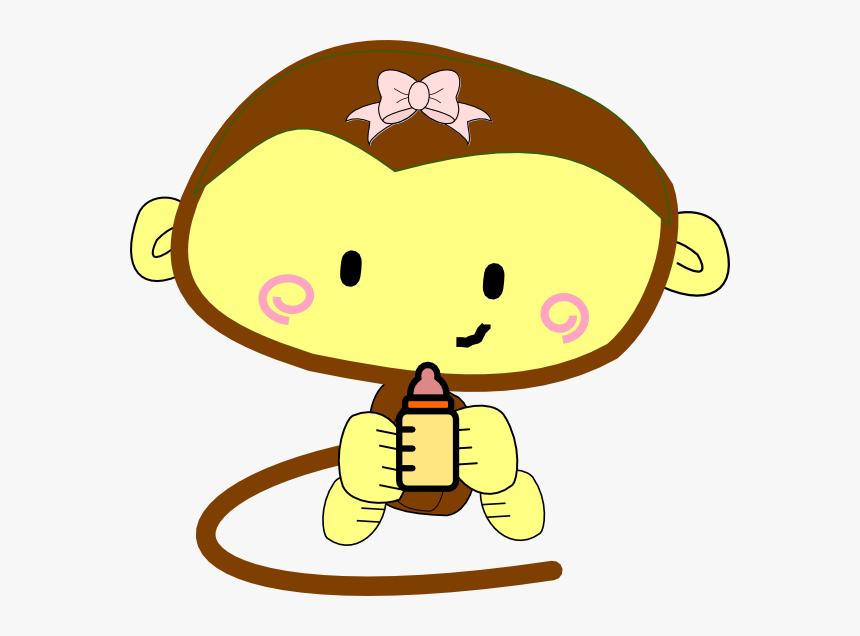 Baby Girl Monkey Svg Clip Arts - Monkey Eating Banana Drawing, HD Png Download, Free Download