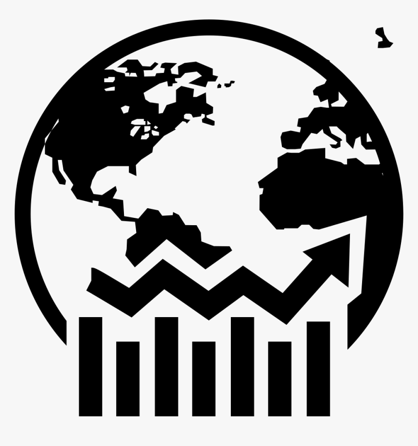 Earth Globe Symbol With Business Graphic - Black And White Globe Clipart, HD Png Download, Free Download