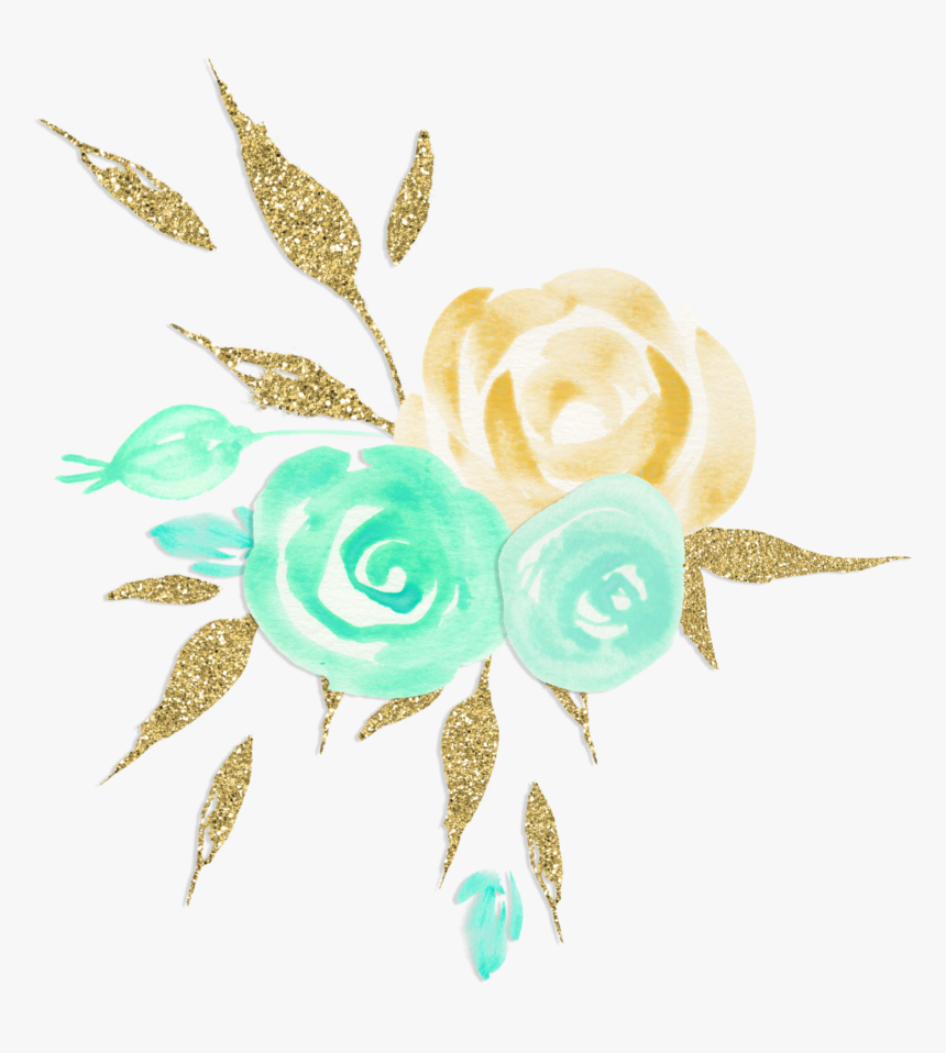 #winter #flowers #floral #mint #gold #glitter #thehungryjpeg, HD Png Download, Free Download