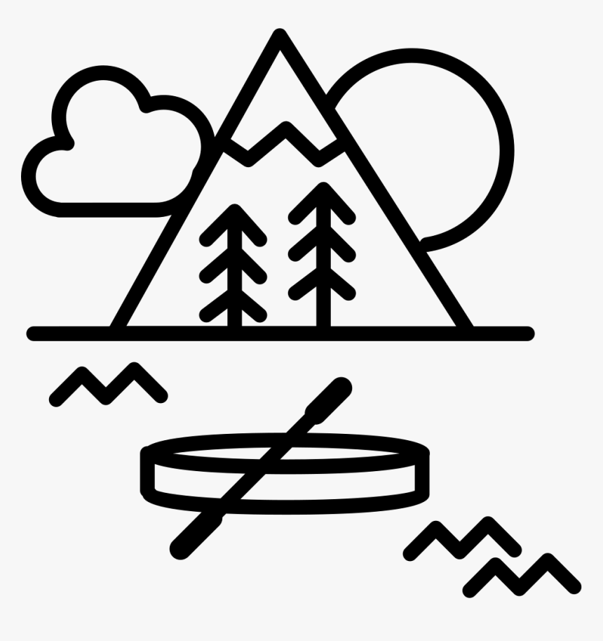 Vacations On Natural Place With A Boat In A River Mountain - Mountain Nature Black And White Clipart, HD Png Download, Free Download