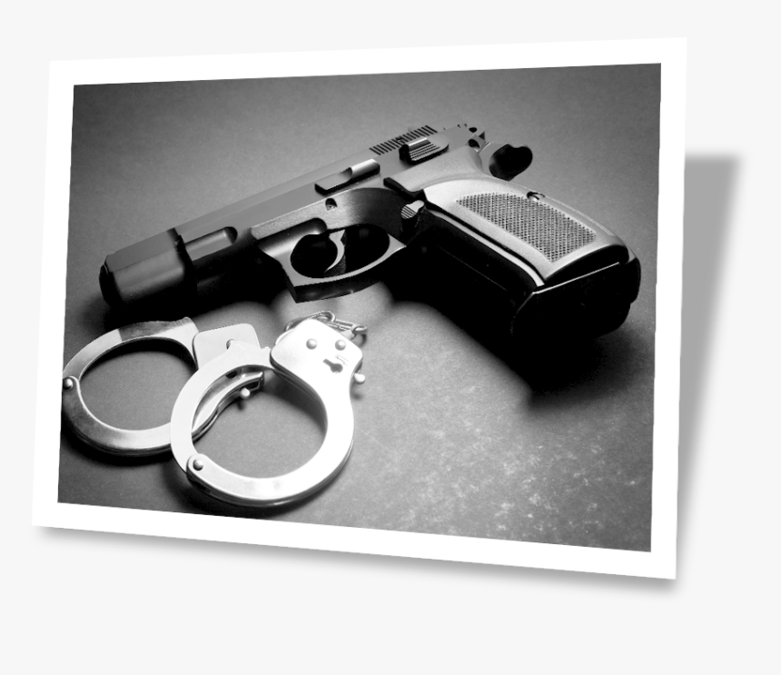 Handgun And Cuffs - Gun Handcuffs, HD Png Download, Free Download