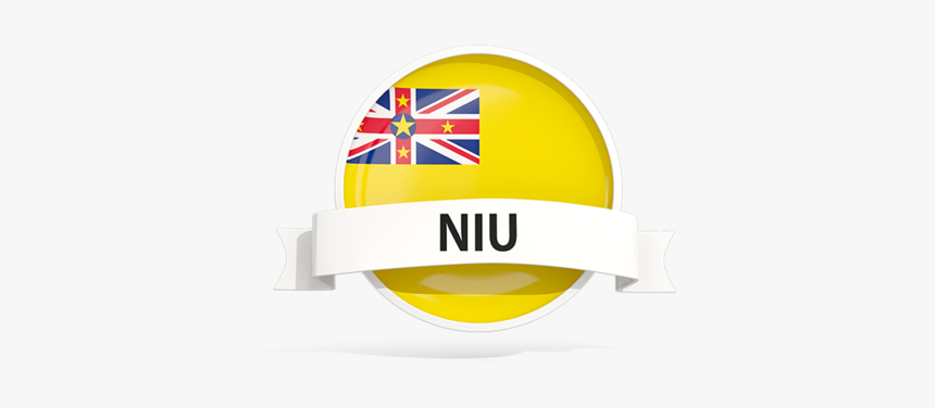 Round Flag With Banner - Niue Flag, HD Png Download, Free Download