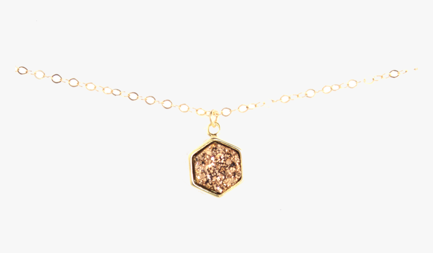 Hexagon Rose Gold Druzy Necklace - Locket, HD Png Download, Free Download