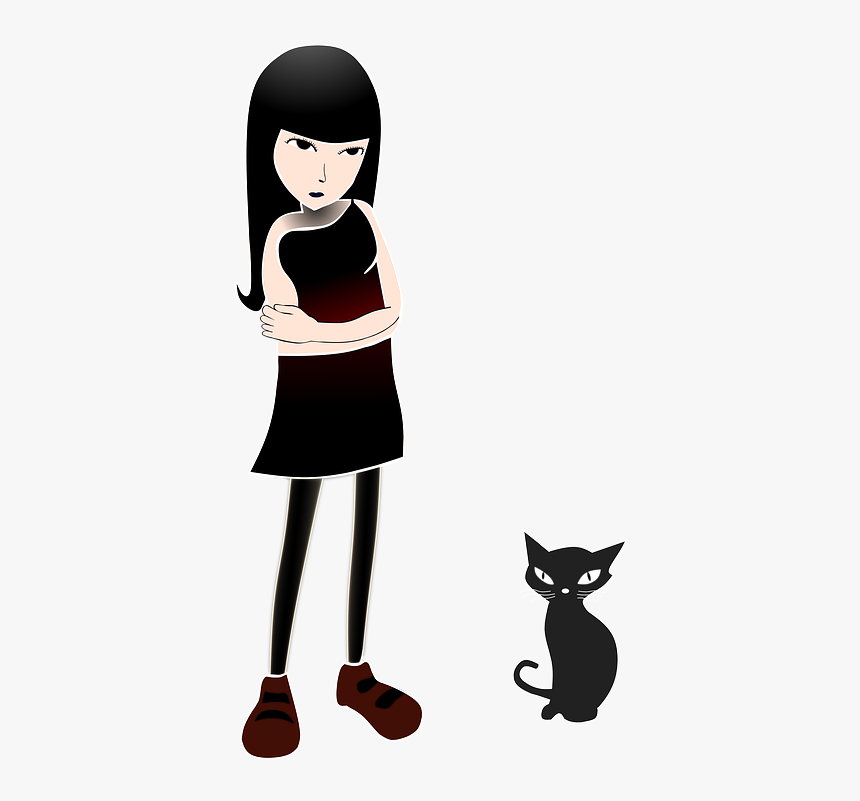 Emily, Cat, Girl, Dress, Gloomy, Mysterious, Dark, HD Png Download, Free Download