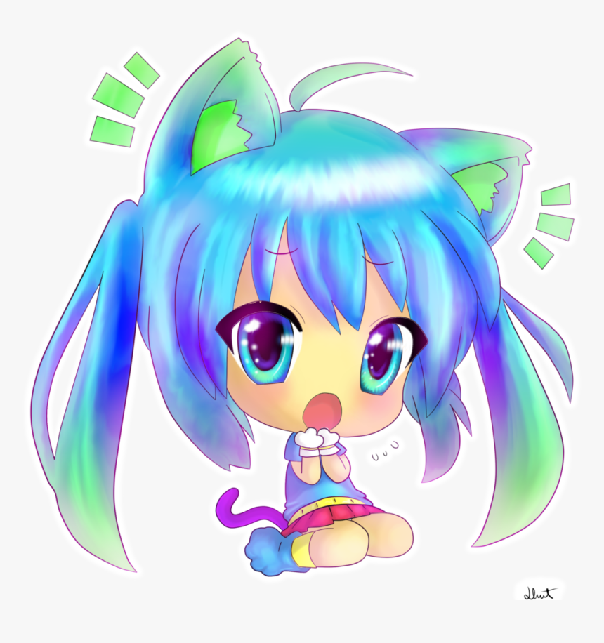 Cute Chibi Cat Girl , Png Download - Cat Anime Girl Cute Animal, Transparent Png, Free Download