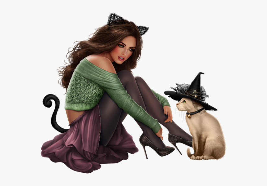 Girl Png 3d Cat - Tubes Halloween Png, Transparent Png, Free Download