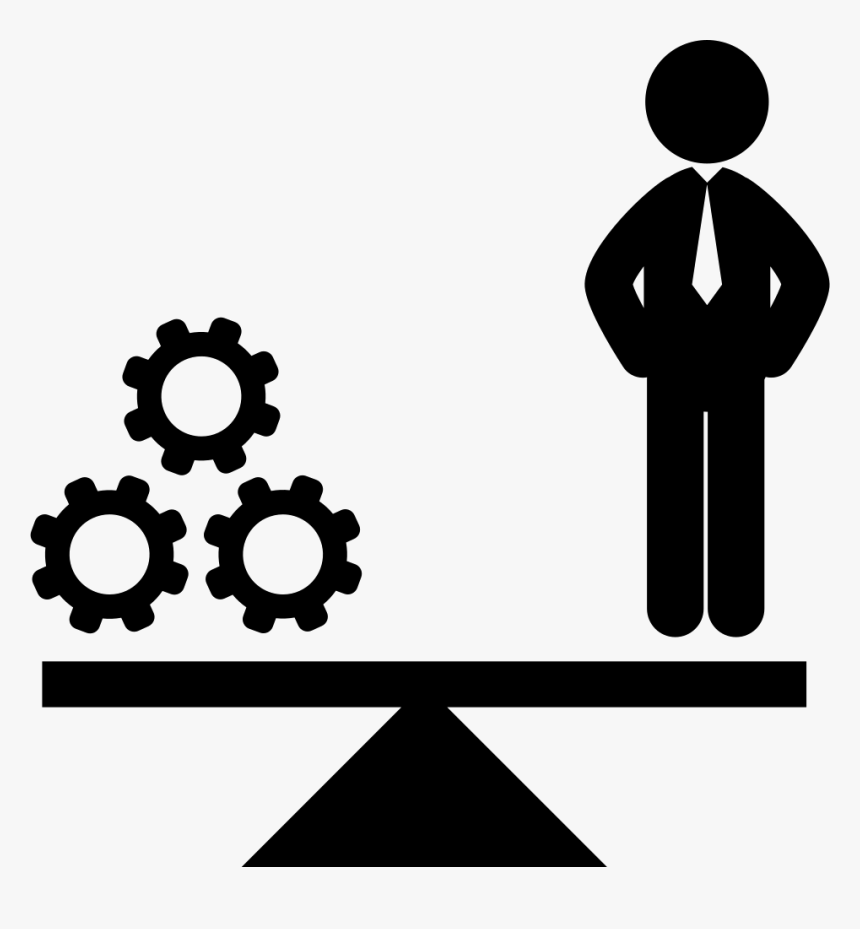 Business Scale With A Man And Resources Gears Symbol - Resources Symbol, HD Png Download, Free Download