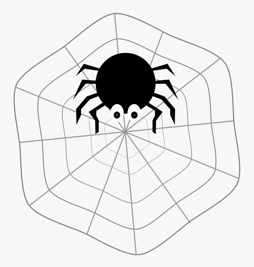 Spider On Web - Spider On A Web Drawing, HD Png Download, Free Download
