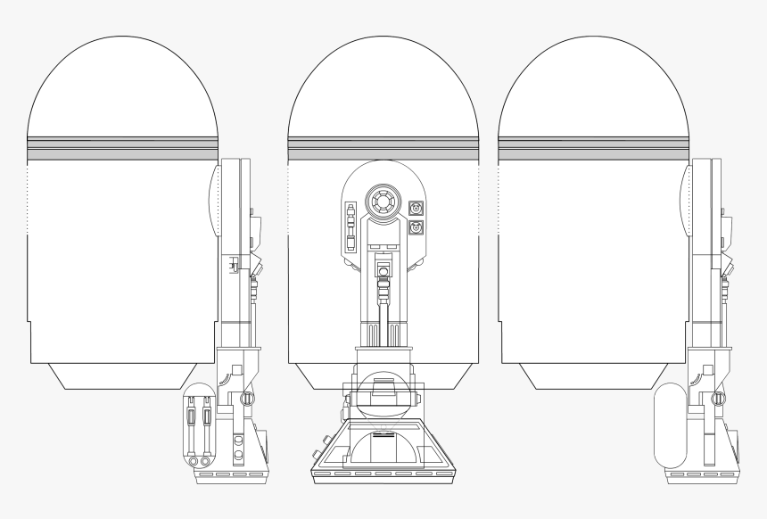 Transparent Blue Print Png - R2d2 Front Side View, Png Download, Free Download