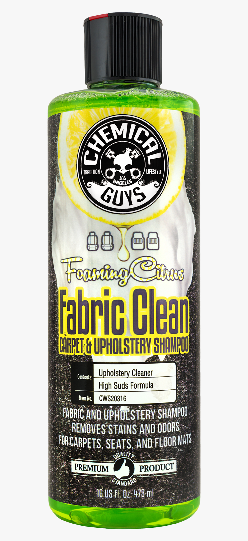 Foaming Citrus Fabric Clean - Chemical Guys Carpet And Upholstery Shampoo And Odor, HD Png Download, Free Download