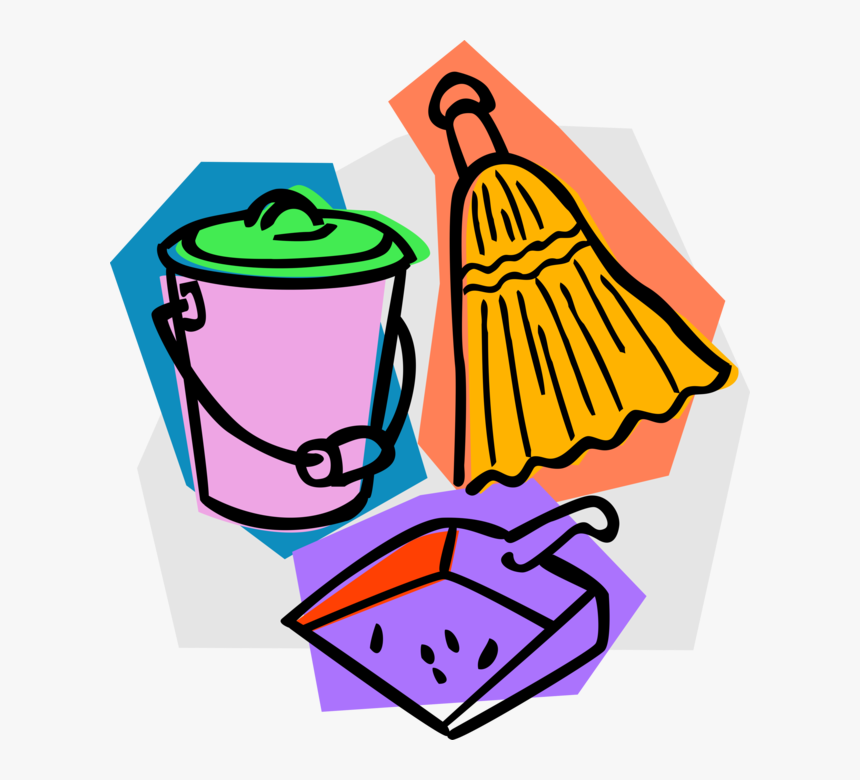 Dust Clipart Dust Pan Broom - Cleaning Materials Clip Art, HD Png Download, Free Download