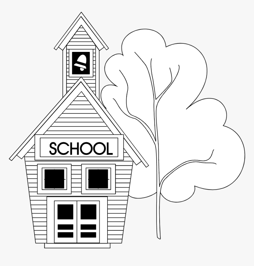 Transparent Small House Png - School Clipart Black And White No Background,...