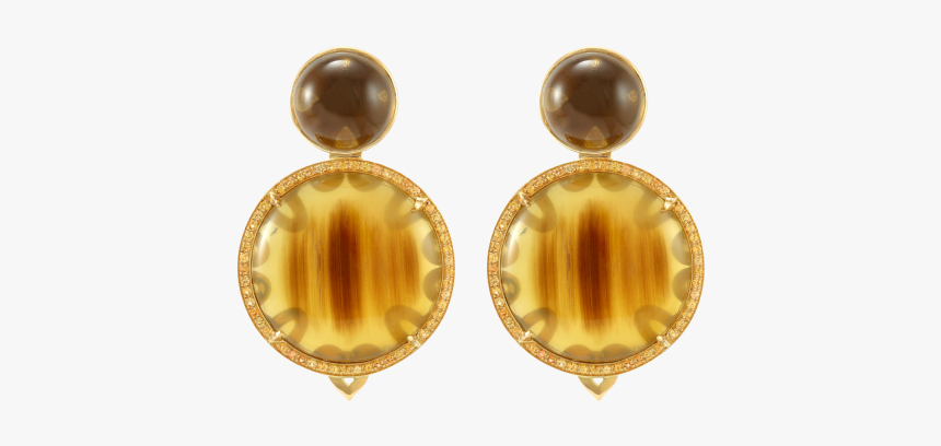 18kt Gold Earrings With Quartzo And Orange Sapphires - Earrings, HD Png Download, Free Download