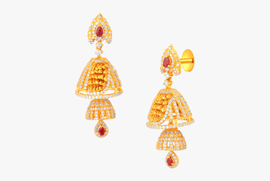 Jhumka Design Gold Earrings, HD Png Download, Free Download