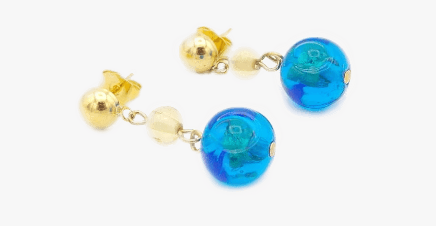 Blue Glass And Gold Earrings - Gemstone, HD Png Download, Free Download
