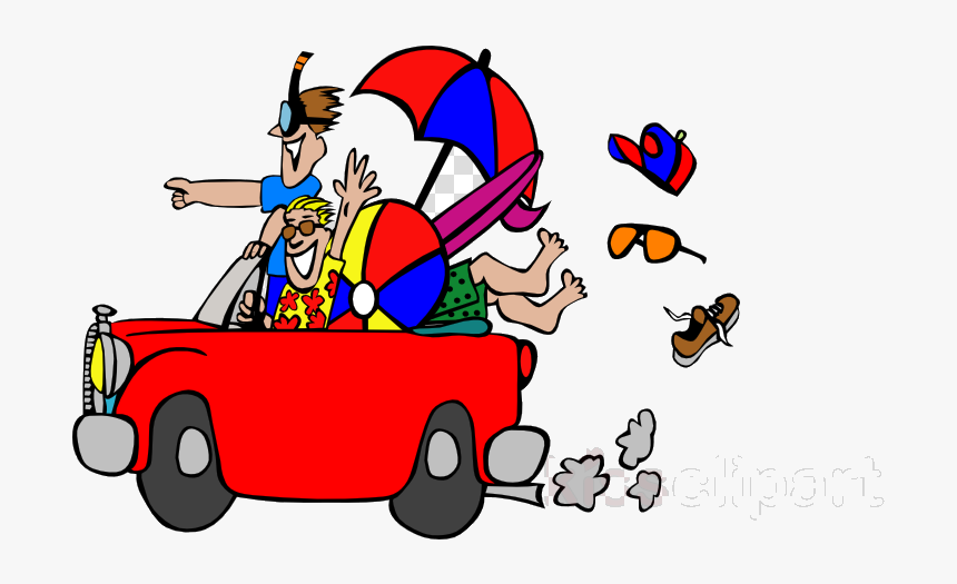 Road Trip Cartoon , Transparent Cartoons - Traveling To The Beach, HD Png Download, Free Download