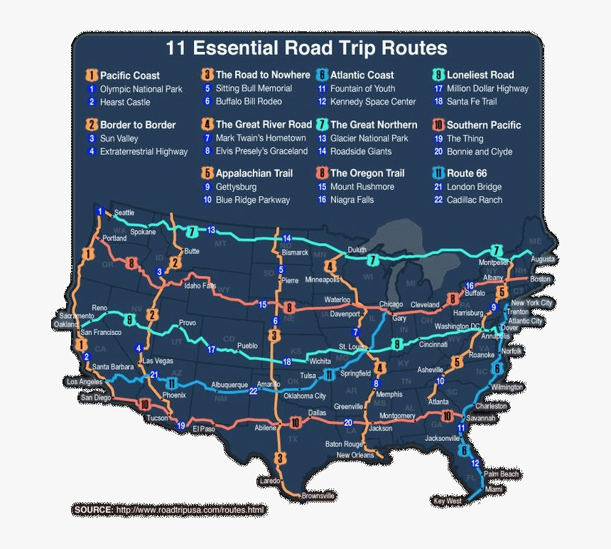 11 Essential Road Trip Routes, HD Png Download, Free Download