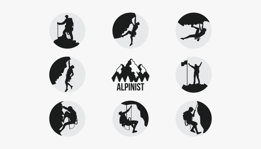 Alpinists Climbers Silhouettes Vector - Mountaineering Silhouette, HD Png Download, Free Download