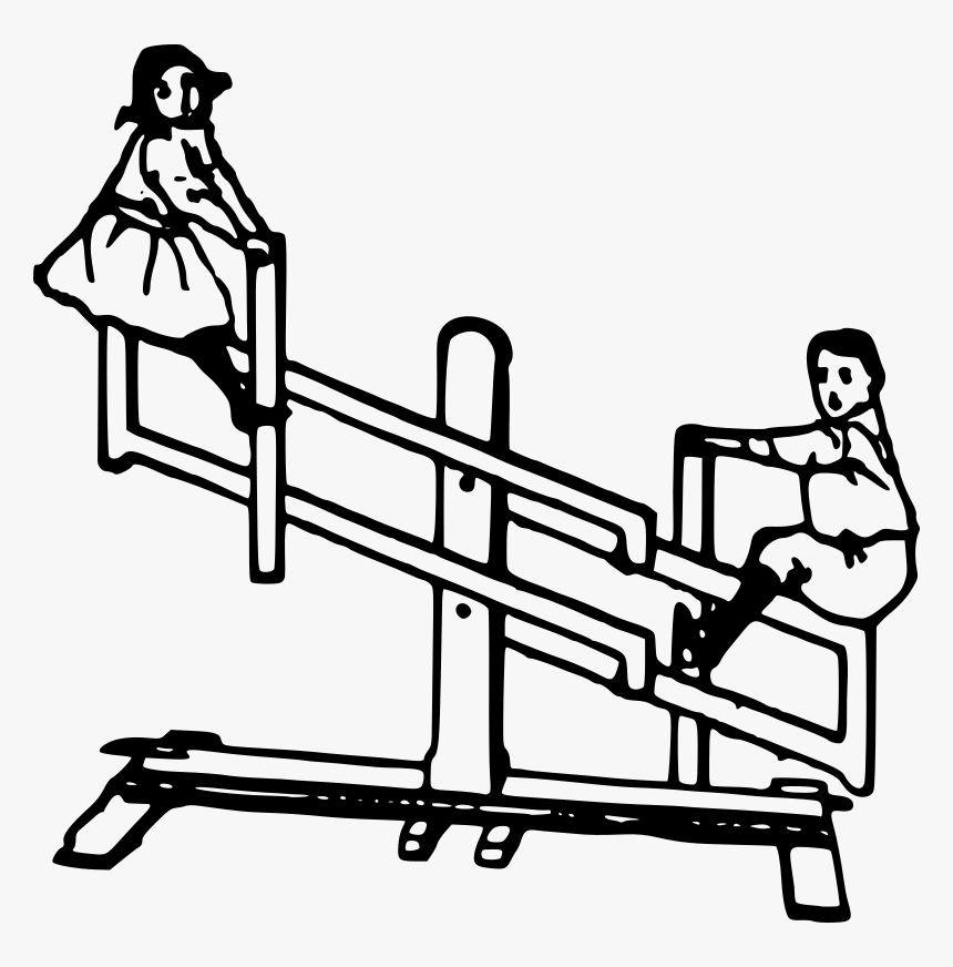 Kids On A Seesaw - Sketsa Gambar Anak Bermain Ayunan, HD Png Download, Free Download