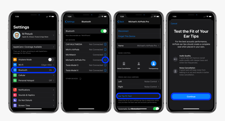 Change Airpods Pro Ear Tips And Run Ear Tips Fit Test - Ios 13 Dark Mode, HD Png Download, Free Download