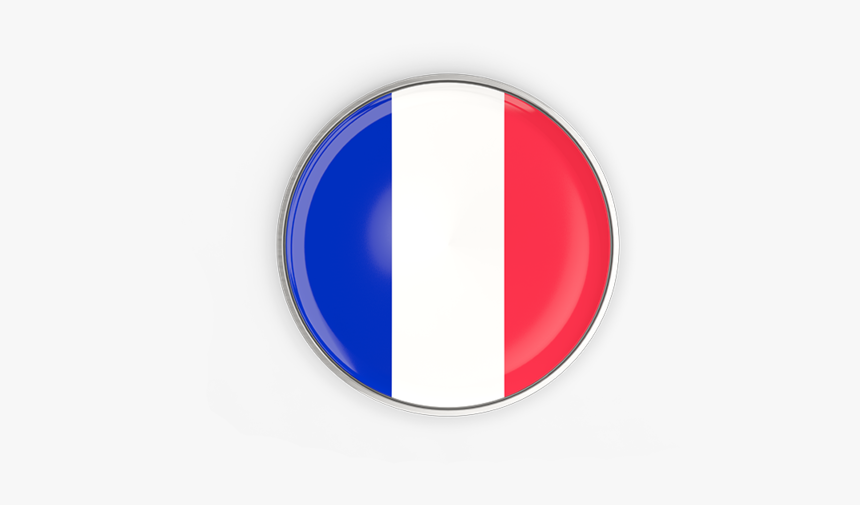 Round Button With Metal Frame - Circle France Round Flag Icon, HD Png Download, Free Download