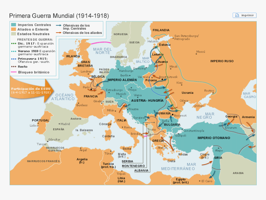 Clip Art Dinamarca Mapa Mundi - Primera Guerra Mundial Mapa, HD Png Download, Free Download