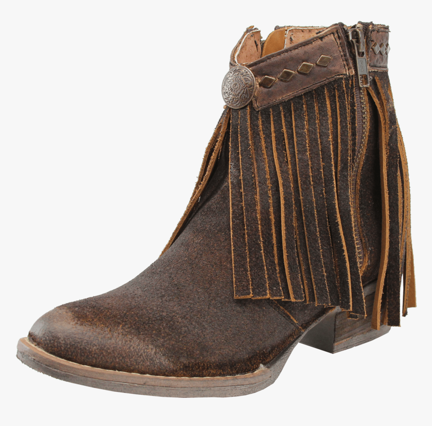 Circle G women"s Round Toe Fringe & Studs Ankle Boot - - Work Boots, HD Png Download, Free Download