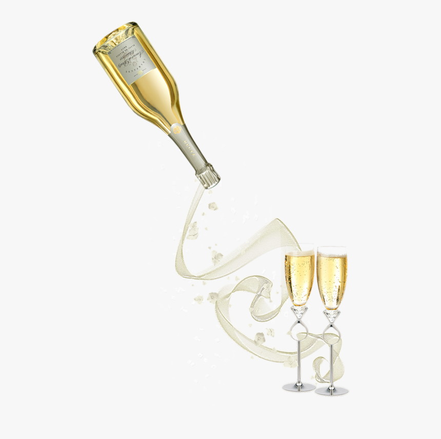 Prosecco Bottle And Glass Transparent, HD Png Download, Free Download