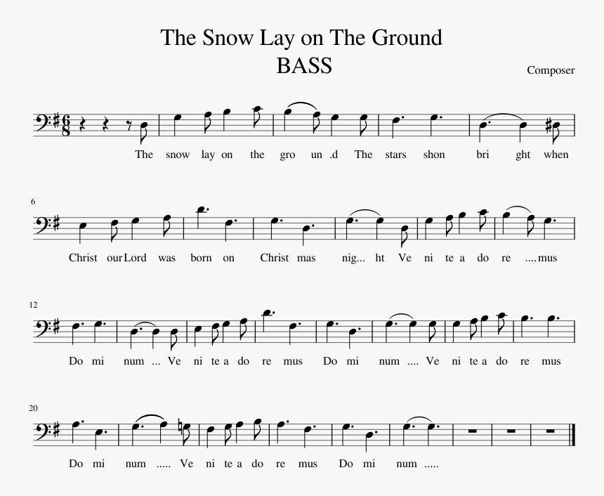 The Snow Lay On The Ground Bass Sheet Music For Piano - His Mercy Is More Piano Sheet Music, HD Png Download, Free Download