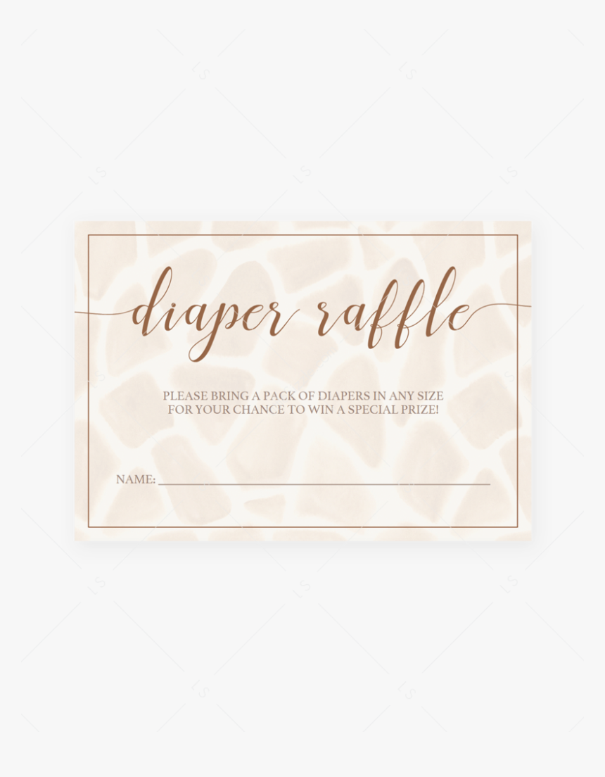 Safari Animals Baby Shower Diaper Raffle Ticket Template - Calligraphy, HD Png Download, Free Download