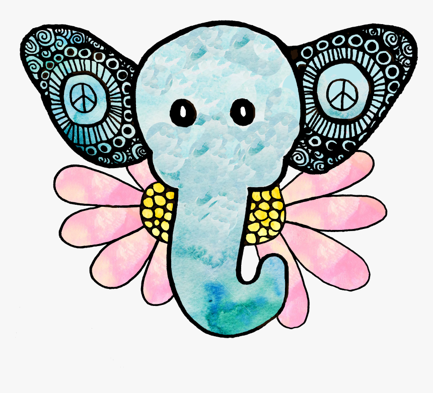Hippie Elephant Watercolor Clipart , Png Download, Transparent Png, Free Download