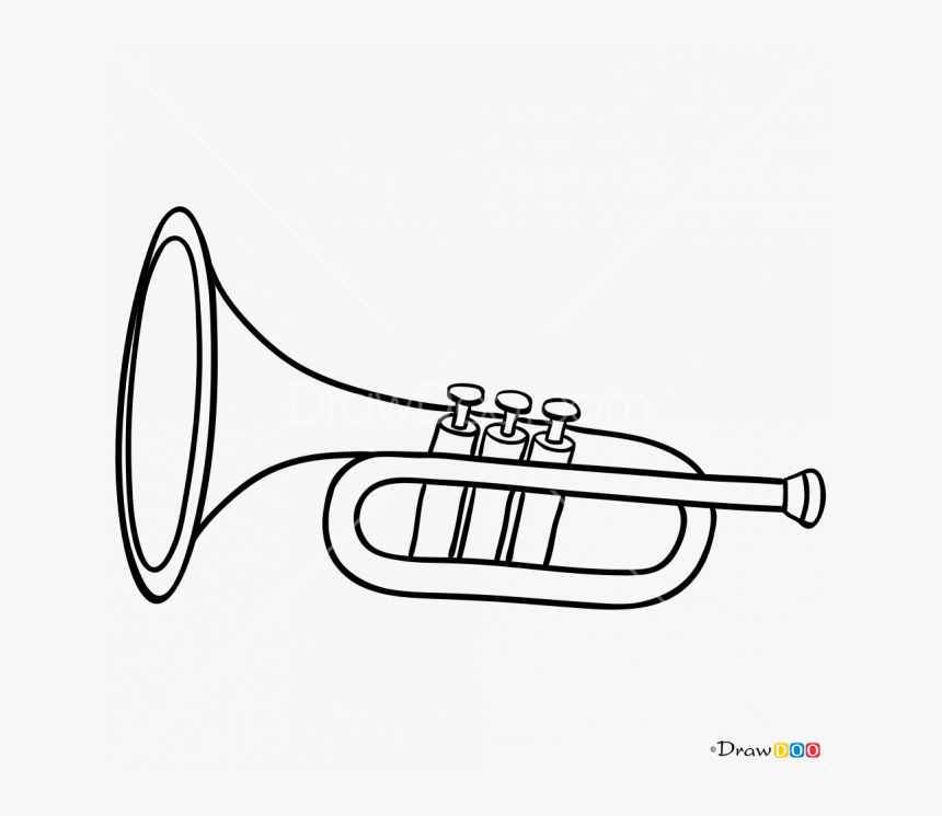 Clip Art Drawing Of A Trumpet - Trumpet Drawing, HD Png Download, Free Download