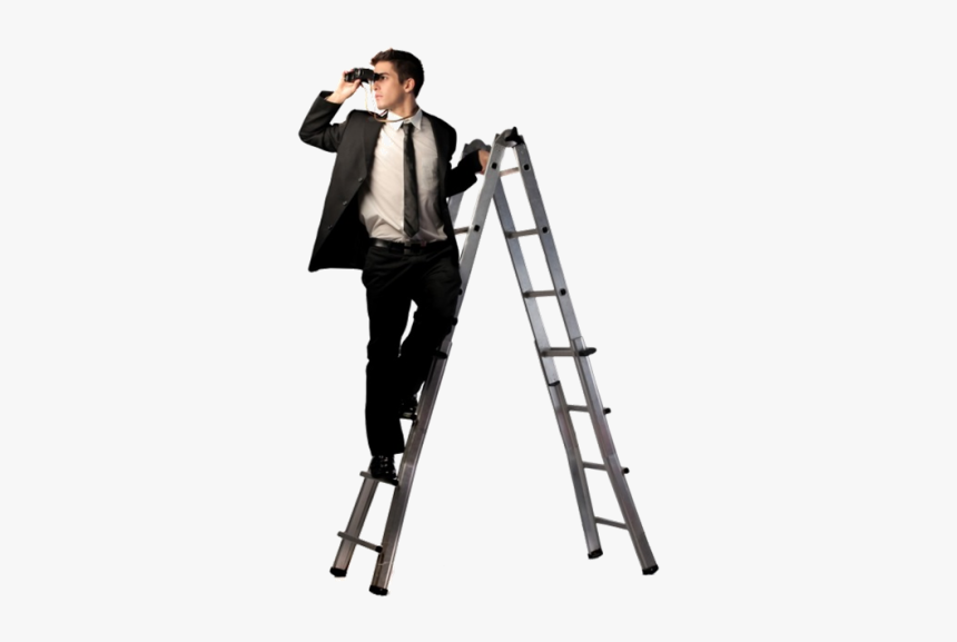 Person Climbing Ladder Png - Person On A Ladder, Transparent Png, Free Download