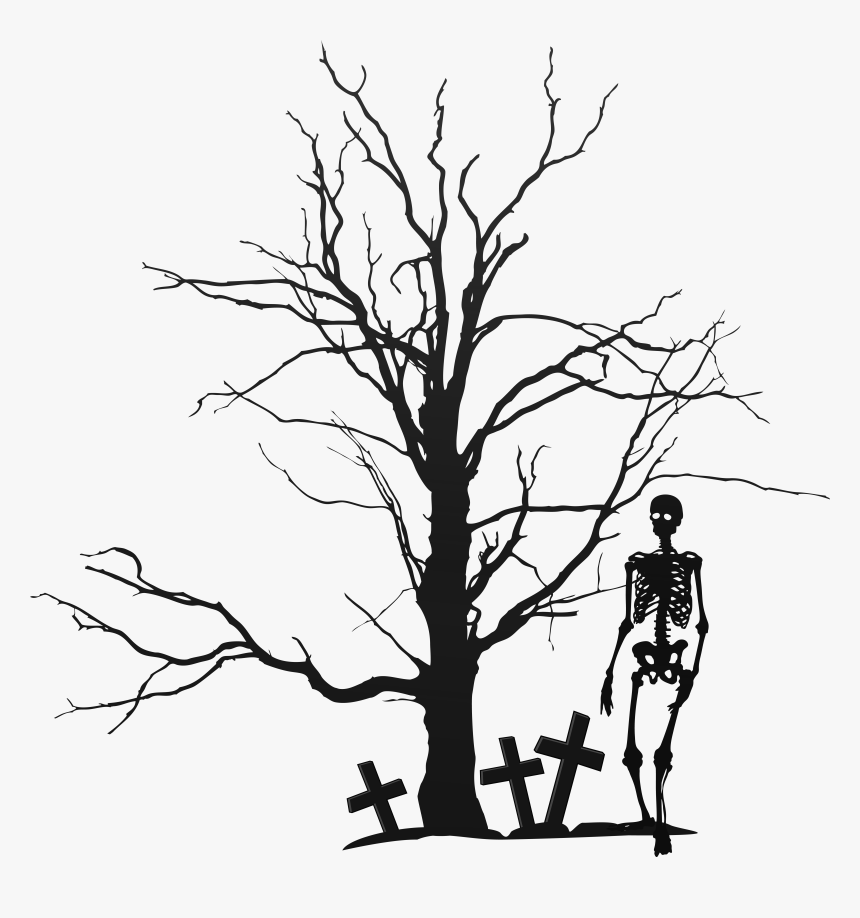 Tree Clipart Drawing - Halloween Tree Silhouette Png, Transparent Png, Free Download