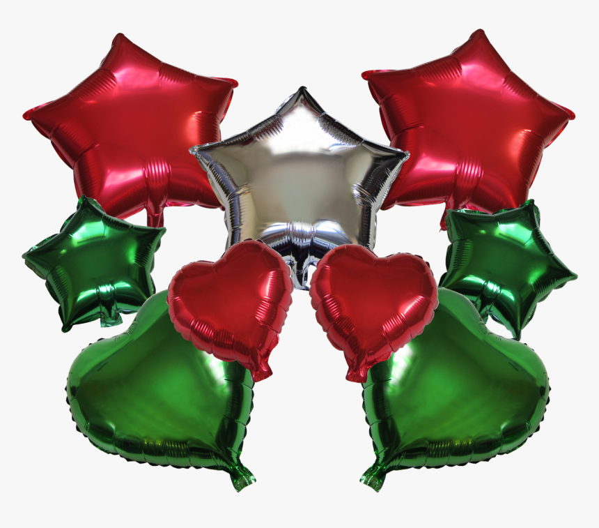 Mixed Shapes Mylar Balloons Green Red 9 Pieces Set - Cushion, HD Png Download, Free Download