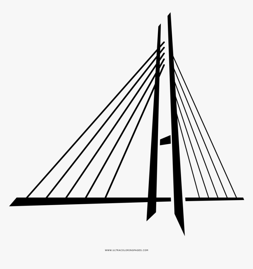 Bridge Coloring Page - Self-anchored Suspension Bridge, HD Png Download, Free Download