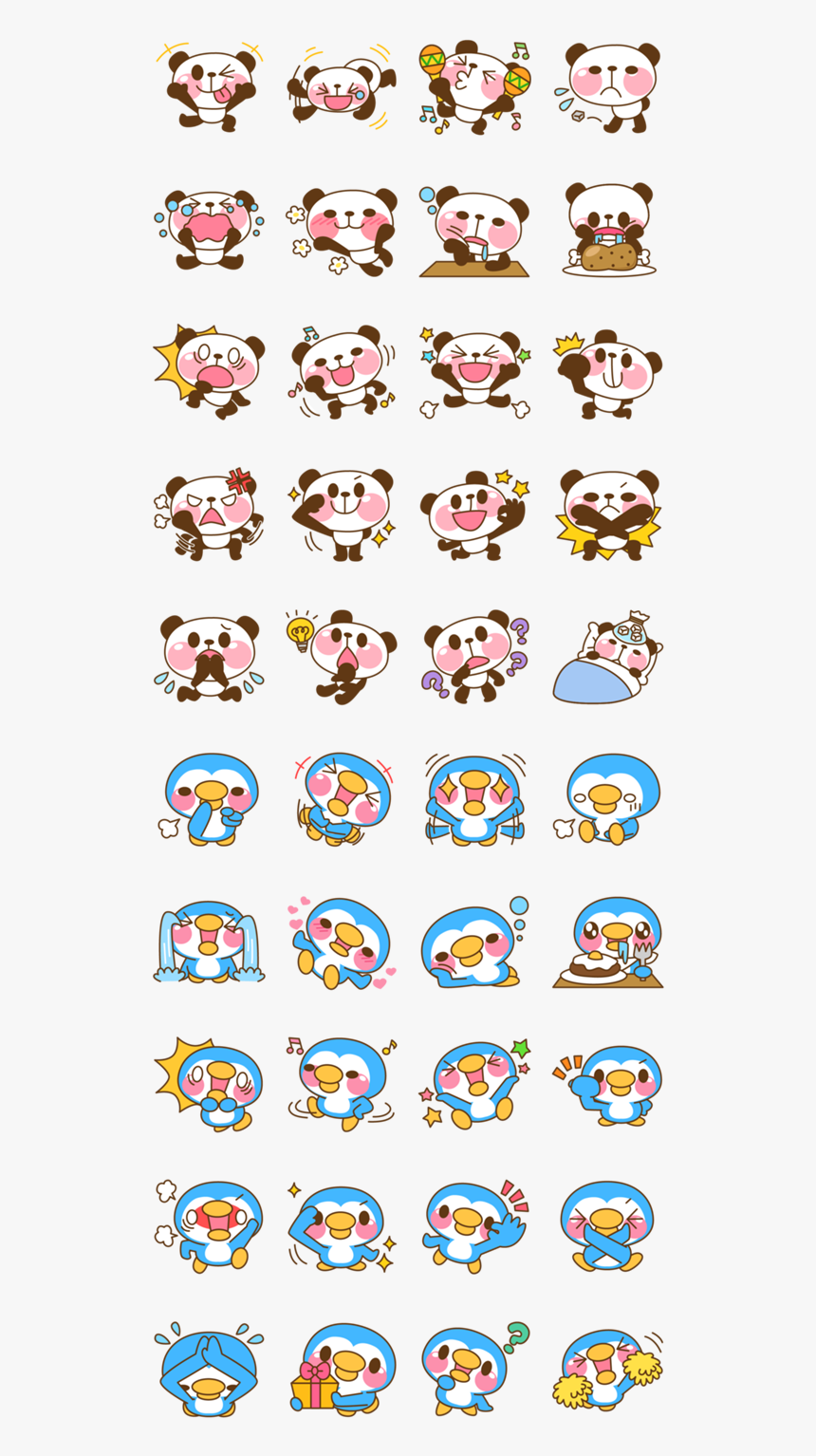 pandas and birds kawaii stickers cute stickers emoji korean cute stickers printable hd png download kindpng